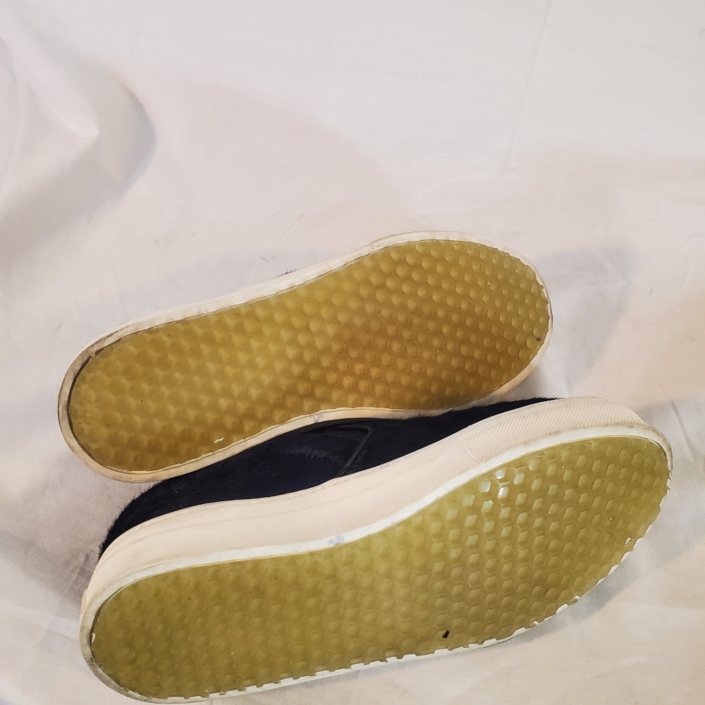 Celine Women's Size 37.5 Navy Blue Pony Hair Sneakers Shoes View 4